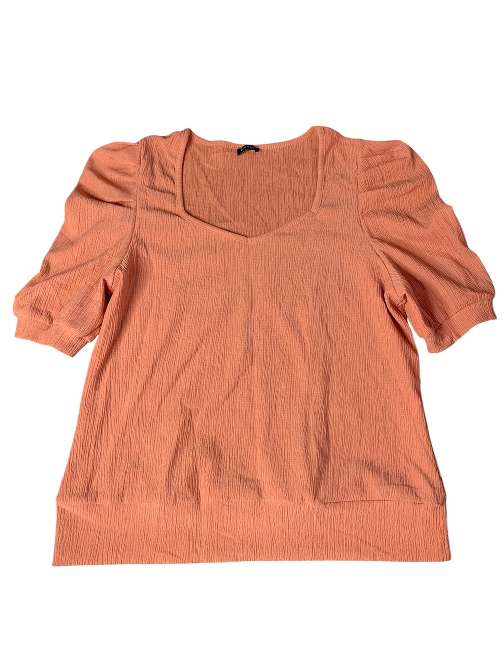 Vonda Peach Puff Sleeve Blouse Square Neck Textured Top Women’s Size XL